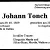 Tonch Johann 1929-1999 Todesanzeige